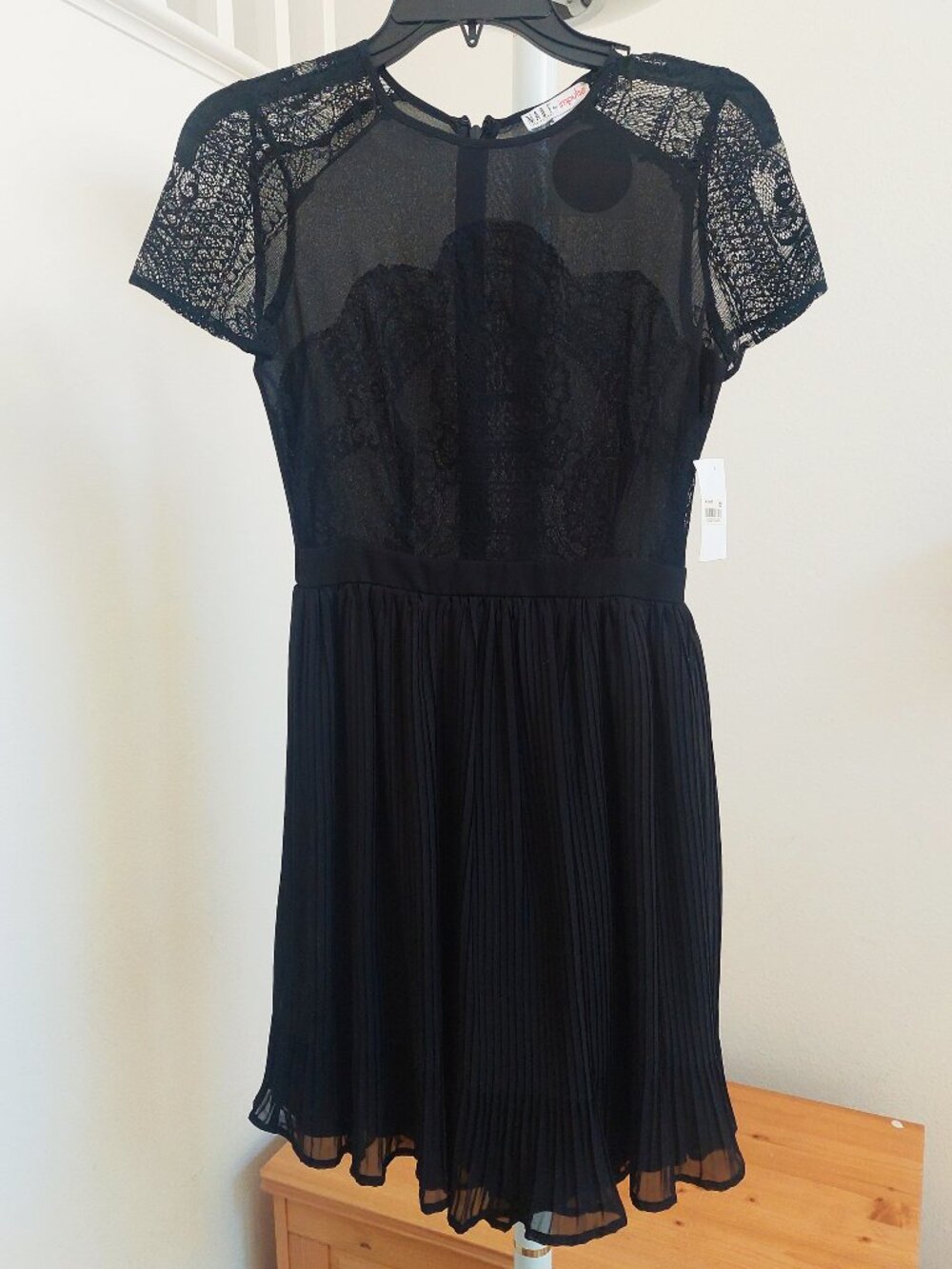 Black Chiffon Dress with Lace Details